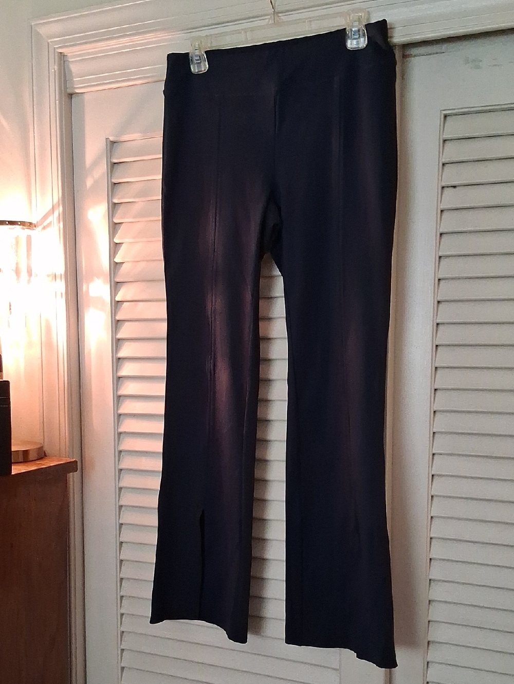 Stelle Navy Stretch Boot-Cut Pants with Front Slits
